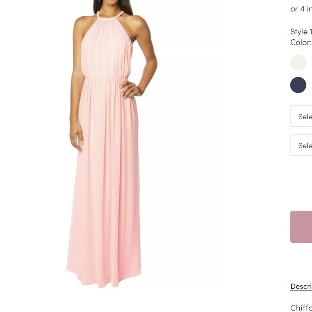Petal Pink Chiffon Halter A-line Bridesmaid Dress by Levkoff